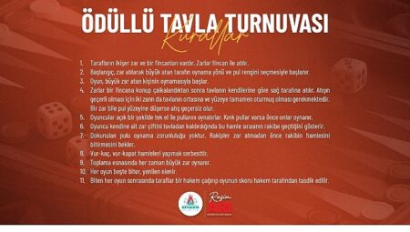 Nevşehir Belediyesi’nden Ödüllü Tavla Turnuvası