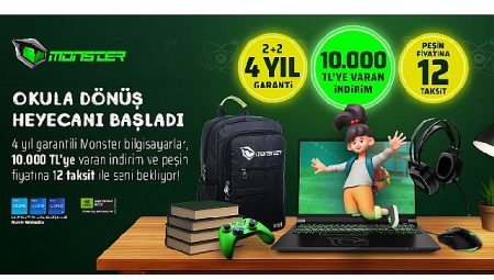 Monster’dan benzersiz okula dönüş kampanyası  Okula dönüş kampanyası başladı: 4 yıllık garanti ve 10 bin TL’ye varan indirim